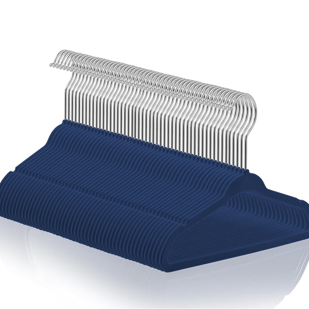 CasaField Navy Blue & Silver Velvet Hangers• Youth Size